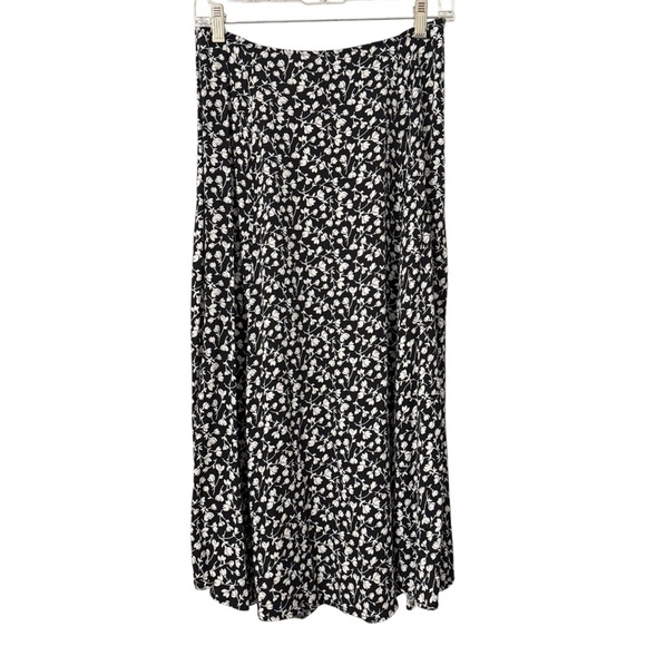 Catherine Malandrino NWT Ditsy Floral Print Midi Length Skirt Size 8 Black White - Picture 8 of 10